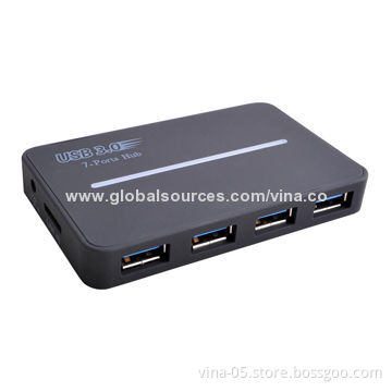 7-port USB3.0 Hub with 5V/2A Power Adapter, High-speed